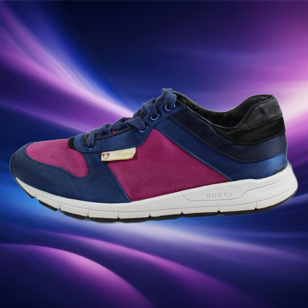 Gucci Web Runner Color Block Navy Fuchsia Lace-Up… - image 4